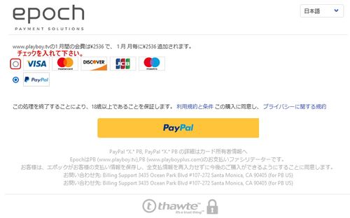 Paypalの支払方法選択ページのキャプチャー画像