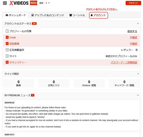 X Videos Redのダッシュボード